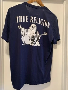 True Religion Blue Short Sleeves “True Religion” Graphic Men's T-shirt Sz. M - Picture 1 of 3