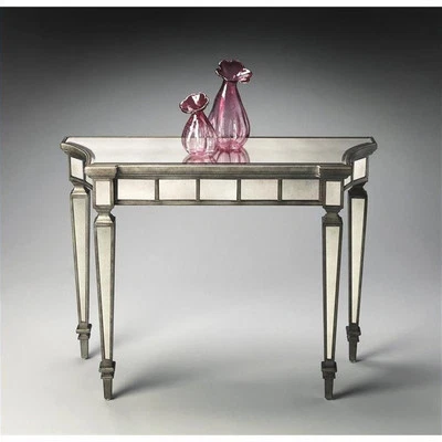Beaumont Lane Modern Solid Wood Mirrored Console Table in Pewter - Image 1 of 2