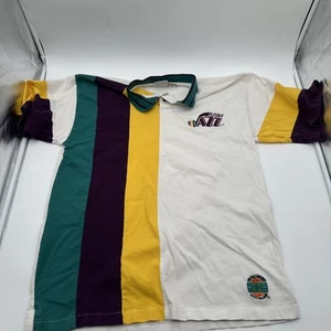 Vtg In The Paint NBA Utah Jazz Polo Shirt Retro Colorblock 90s Sportswear - Picture 1 of 7