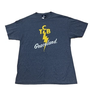 Graceland T Shirt Elvis Presley Men L Gray Yellow Rock Lighting TCB Graphic 42" - Picture 1 of 23