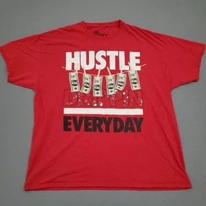 Camicia Hustle Drippin tutti i giorni uomo XXXL manica corta soldi dollari rosso macinato * - Foto 1 di 10