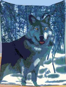Northwoods Woodland Animal Wolf Fleece Throw Decorative Accent Blankets Decor - Picture 1 of 1