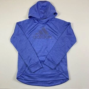Adidas Cowl Neck Hoodie Girl's XL Heather Indigo Fleece Athletic Active Running - Picture 1 of 11
