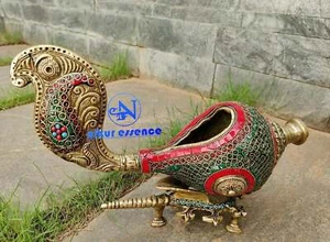 "Nikur Latón Caracola Sanque Vintage Decorativa de Pared Conjunto Sólido Figura 6,3" - Imagen 1 de 1