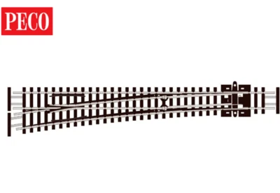 Peco N Scale SL-E389F ~ Electrofrog ~ Large Radius ~ Left Hand Turnout ~ Code 55 - Image 1 of 3