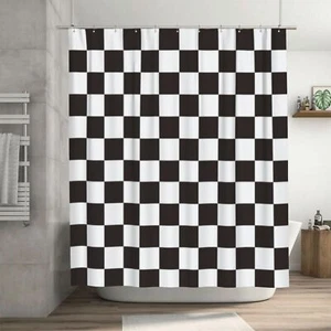 Checkered Shower Curtain Black and White Shower Curtains for Bathroom Cute Re... - Picture 1 of 6