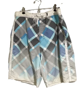 Joe Boxer Swim Trunks Mens Large Blue Black White Netting Back Pocket  - Picture 1 of 5