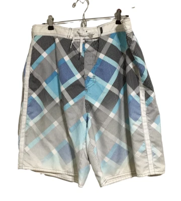 Joe Boxer Swim Trunks Mens Large Blue Black White Netting Back Pocket  - Image 1 of 4