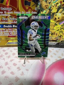 2023 Panini Prizm #H-8 Amon-Ra St. Brown Emergent Prizms Green Wave - Picture 1 of 2