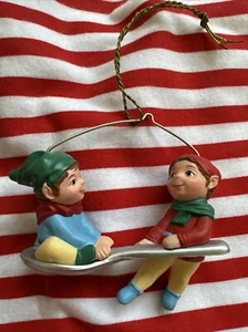 Spoon Rider 1990 Elves Ride A Spoon Like Sleigh Hallmark Keepsake Tree Ornament - Picture 1 of 3