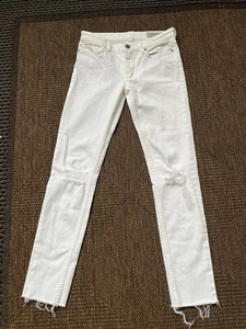 ALLSAINTS White MAST ANKLE DESTROY Low Rise Frayed Hem Jeans Sz 25 - Picture 1 of 6