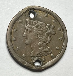 1854 Braided Hair Half Cent - Circulated 1/2 Penny; S063 - Picture 1 of 2