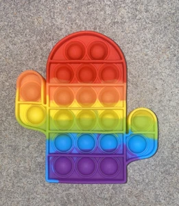 Push Pop Bubble Silicone Sensoriale Fidget Arcobaleno Giocattolo Autismo Cactus - Foto 1 di 1