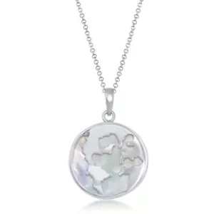 Sterling Silver Mother of Pearl, Globe Pendant w/chain - Picture 1 of 1