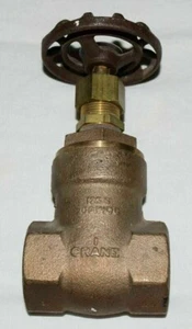 CRANE 438 Gate Valve, 1 in, FNPT, 125 lb, Bronze, Non-Rising Stem, Hand Wheel - Picture 1 of 3
