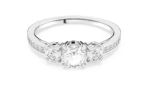 Swarovski 5655713 Anello Attract Trilogy Taglio tondo Bianco Placcato Argento - Foto 1 di 4