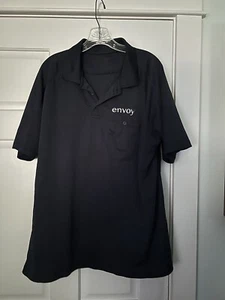 MENS XL ENVOY Airlines/Air Dark Blue Short Sleeve Uniform Polo Shirt American - Picture 1 of 4