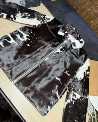 Cowhide Hair on leather Jackets - Trucker Style leather jacket All Sizes - Image 1 of 3