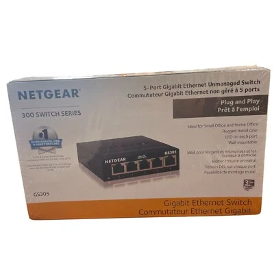 (2) NETGEAR 5-Port Gigabit Ethernet Unmanaged Switches - GS305 - NIB BUNDLE - Image 1 of 4