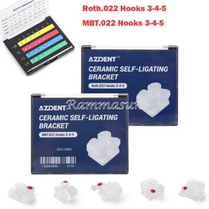 Soportes de cerámica autoligables dentales AZDENT Roth/MBT 0,022 345 gancho borde redondeado - Imagen 1 de 30