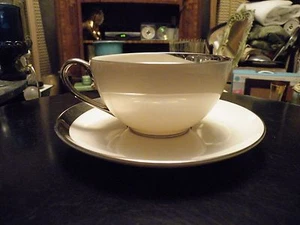 Pickard CRESCENT Platinum Ivory Cup and Saucer MINT - Multiples Available - Picture 1 of 7