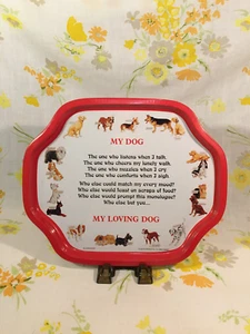 Vintage My Loving Dog Red White Metal Tray Farmhouse Kitschy Elgate Products - Picture 1 of 10