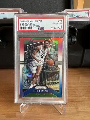 Panini Prizm Bill Russell 2019-20 rojo blanco azul Prizm #21 gema como nueva PSA 10 🔥🔥 Foto 1 de 2
