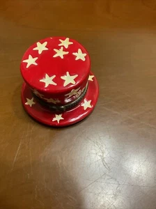 Porcelain Stared Hat Trinket, Pill, Jewelry Box. Still Has Original Tag. - Picture 1 of 9