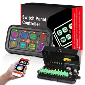 RGB 8 Gang Switch Panel Circuit Control Box For RV Boat Marine LED Light Bar 12V - Picture 1 of 12
