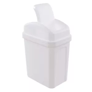 2 Gallon Plastic Swing Lid Trash Can Small White Waste Bin for Kitchen Bath - Picture 1 of 6