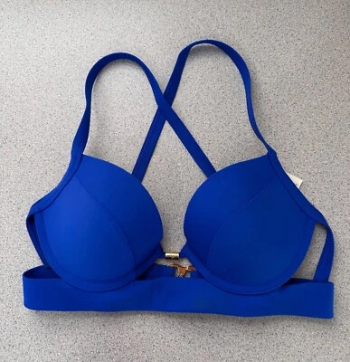 Blusa de natação Abercrombie feminina 34C azul costas cruzadas - Imagem 1 de 4