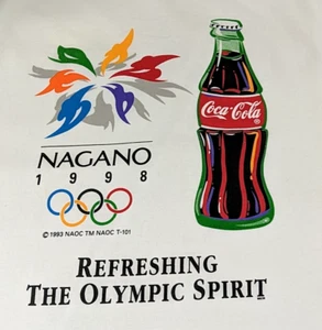 Vtg 1998 Nagano Winter Olympic Japan T-Shirt Adult Size Mens XL Coca Cola No Tag - Picture 1 of 9