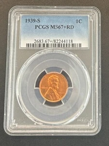 1939-S 1C PCGS MS67+RD Small Cent - 0068 - Picture 1 of 2