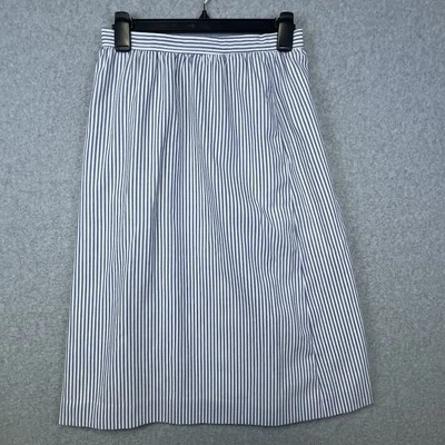 Evan Picone Women’s 10 Skirt Blue White Striped Seersucker A-Line Midi Lined Vtg - Image 1 of 4