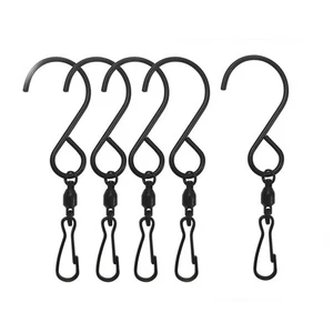 8pz Ganci in Acciaio Inox Nero Gabbia per Uccellini Grado Rotante Campana a Vento - Foto 1 di 11