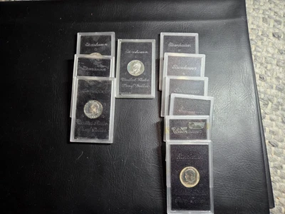 10 Silver Eisenhower Proof Dollars  - 1971-3, 1972-1, 1974-6 - Image 1 of 2