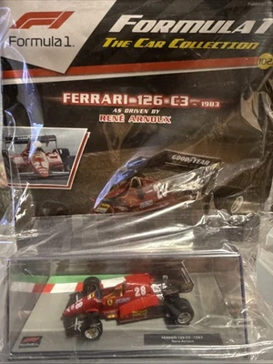 1/43 Scale Ferrari 126 C3 René Arnoux 1983 Unopened + Display Case & Magazine - Image 1 of 3