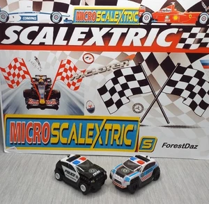 Micro Scalextric HH Police Patrol Car Interceptor x2 9v 1:64 PreLoved Gift - Picture 1 of 19