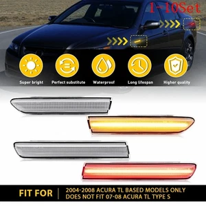 For 04-08 Acura TL Front Amber Rear Red LED Side Marker Light Lamp Clear 1-10Set - Picture 1 of 14