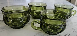 Vier Vintage Kings Crown Indiana Glas Daumenabdruck Kaffee/Tee/Punch Tassen. - Bild 1 von 12