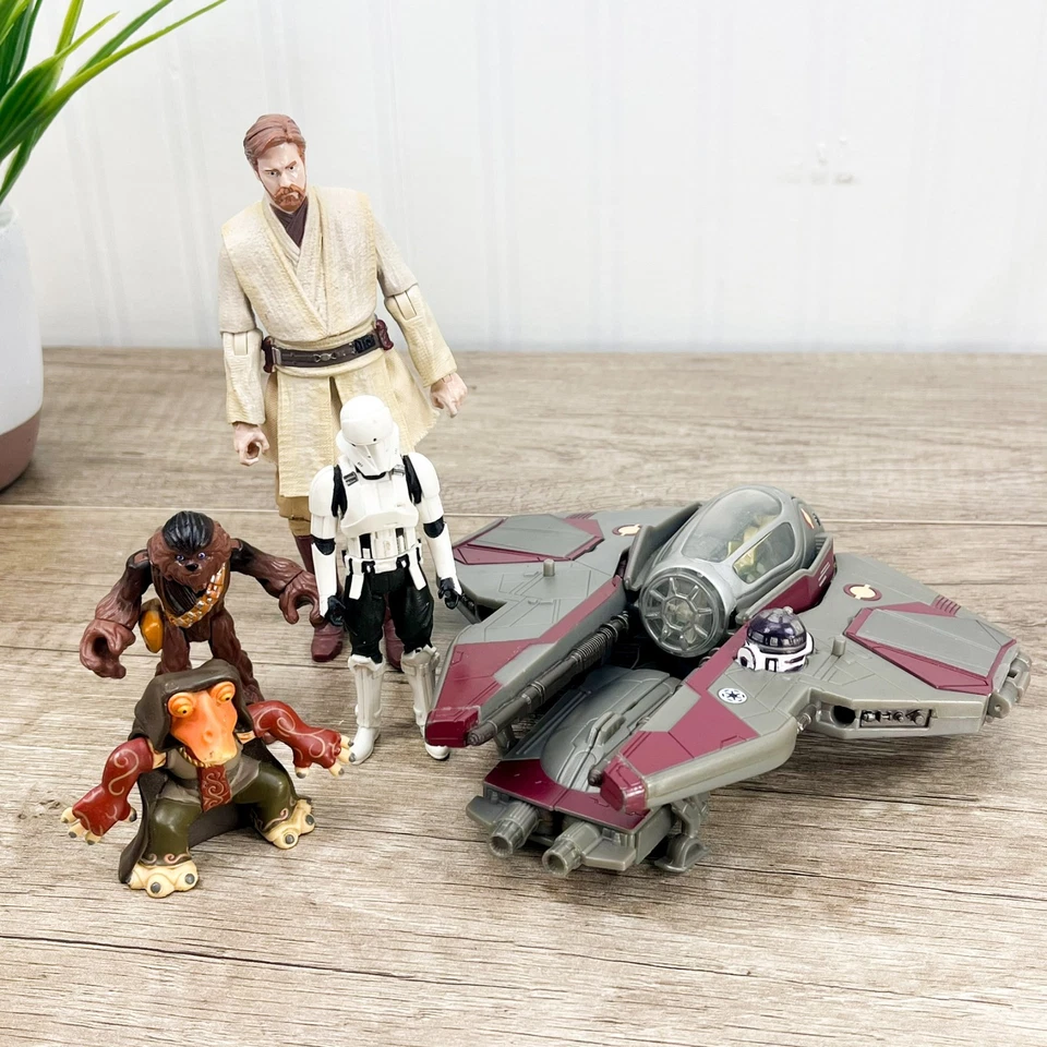 Star Wars Transformers Crossover Obi-Wan Kenobi Jedi Starfighter, Tarro Binks Foto 1 de 4