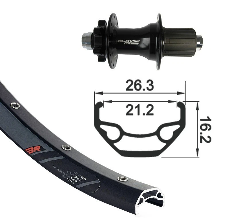 R.post.26x1.9 XLC 6-fori Nera TA 12 32l Rodi Blackrock DISKnera Ragg.neri A.inox