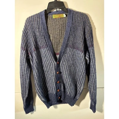 Cárdigan tejido vintage Turnbury Hampton suéter mezcla de lana a rayas ropa para hombre Foto 1 de 4