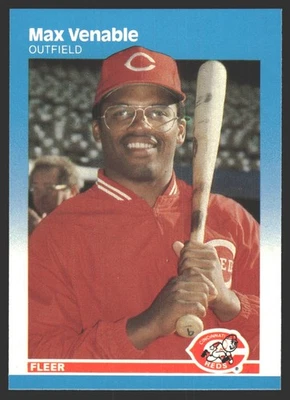 Max Venable #216 1987 Fleer Glossy Cincinnati Reds - Image 1 of 2