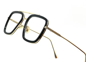 Gafas transparentes rectangulares con marco dorado plateado clásicas tonos retro UV400 gafas - Imagen 1 de 61