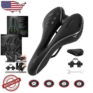 Comfort Gel Bike Saddle: Waterproof PU Leather, Breathable Hollow Design, Unisex - Picture 1 of 10