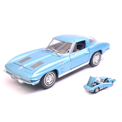 CHEVROLET CORVETTE C2 1963 METALLIC BLUE 1:24-27 Welly Auto Stradali Modellino N - Immagine 1 di 3