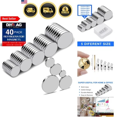 Magnets Small Rare Earth Neodymium Magnets 40 Pack 5 Sizes for Crafts Office - Image 1 of 4