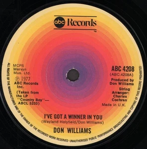Don Williams I've Got A Winner In You 7" vinyl UK Abc 1977 solid centre label - Picture 1 of 2