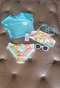 Cat & Jack Girls 3 Piece Bikini Bathing Suit  Size XS (4/5) - Picture 1 of 4